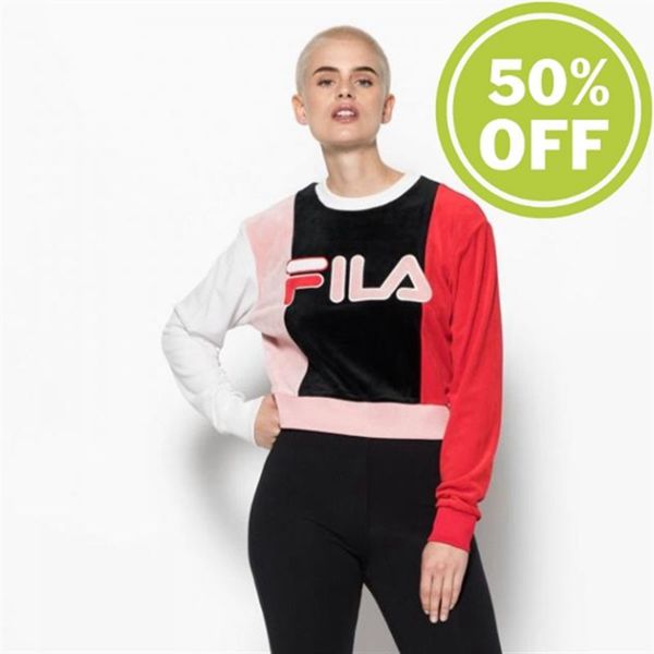 Sudaderas Fila Mujer Negras / Blancas / Rojas / Rosas - Antoinetta Crop Cropped Shirt With Crew Neck